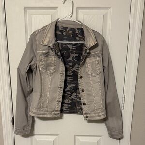 Tempo Paris Gray & Black Camo (reversible) Denim Jacket